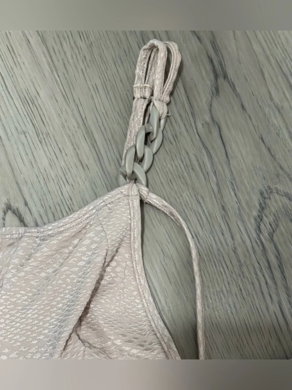 Robin Piccone Blush Beige Plunge Underwire OnePiece Chain Strap Swimsuit 12 $228